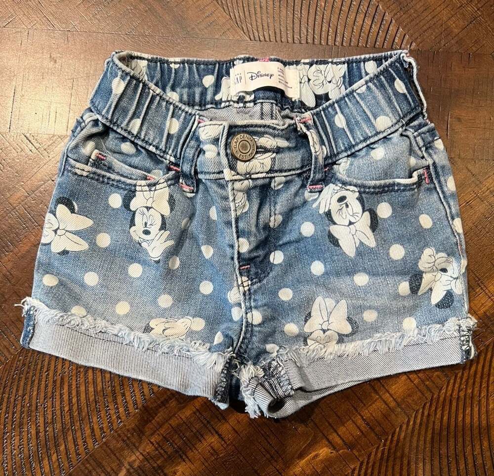 Baby Gap x Disney Minnie Mouse Polka Dot Denim Shorts Size 2T